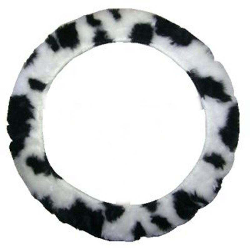 Cow black white soft furry universal steering wheel cover for car truck suv #5