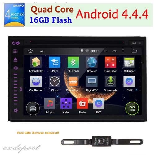 Double 2din airplay car dvd stereo android 4.4 quad core gps navi wifi 3g bt sd