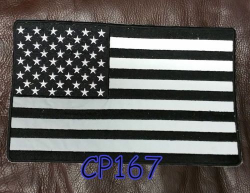 Reflective u.s flag iron and sew on center patch for biker jacket vest cp167sk