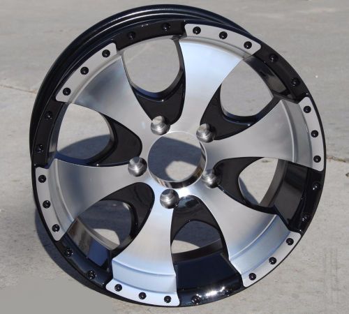(4) 15&#034; aluminum ion black wheel/rim 5 on 4.5 (rv, boat, custom trailer wheels)