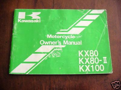 Kawasaki motorcycle kx80 ii kx100 1988 owner manual