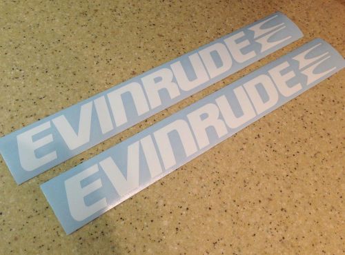 Evinrude vintage outboard motor decals 14&#034; white free ship + free fish decal!