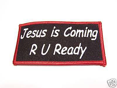 #0400 christian motorcycle vest patch jesus is coming..