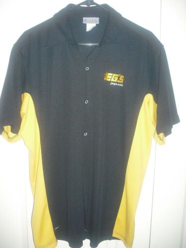 Jeg&#039;s embroidered camp shirt mens black and yellow large button front mint