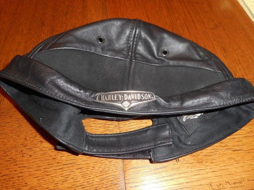 Men&#039;s vintage harley-davidson black leather nostalgic skull cap small rare &amp; htf