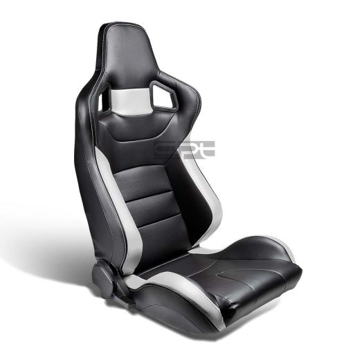 2 x pvc leather high-head sports racing seats+universal sliders passenger side