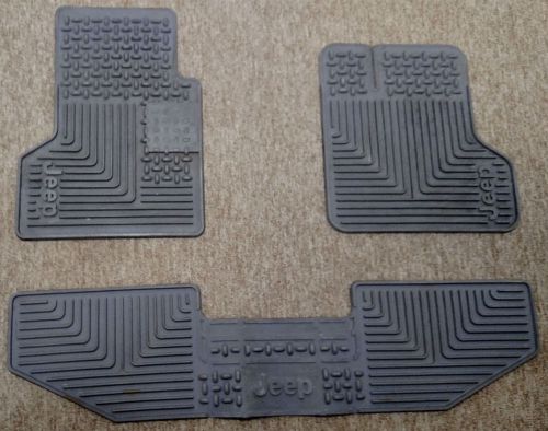 1997-2006 jeep wrangler 2pc fronts &amp; 1pc rear floor mat oem thick rubber grey