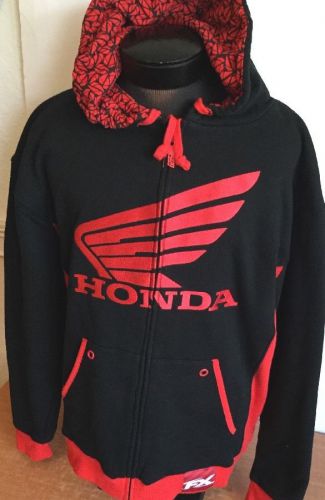 Factory effex honda hoodie jacket sweatshirt sz l black red limit full zip logo