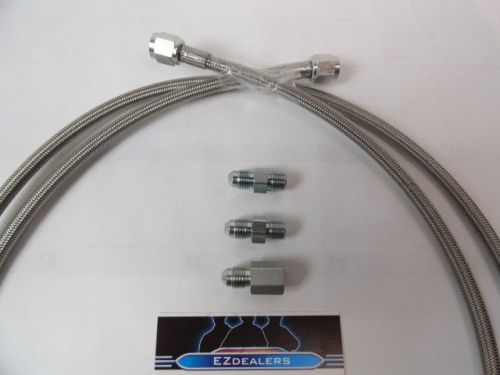 New - 4 steel braided pressure gauge line kit for oil water fuel gauges 72&#034; inch