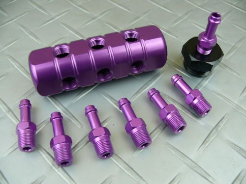 Purple s-max v6 vacuum distribution block manifold w/ fittings 1/8npt -10an