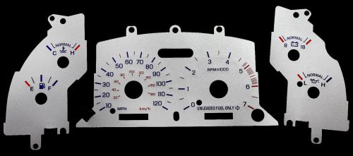 120mph silver indash gauge glow overlay indiglo face for 96-98 ford mustang v6