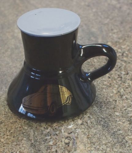 Porsche 911 10 oz black ceramic travel coffee mug w/ lid