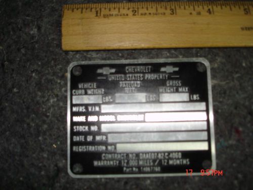 Engine / chassic / car tags /  nos
