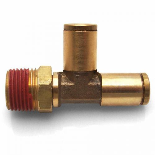 3/8&#034; npt male to 3/8&#034; push tube 90º male to tube t air fitting