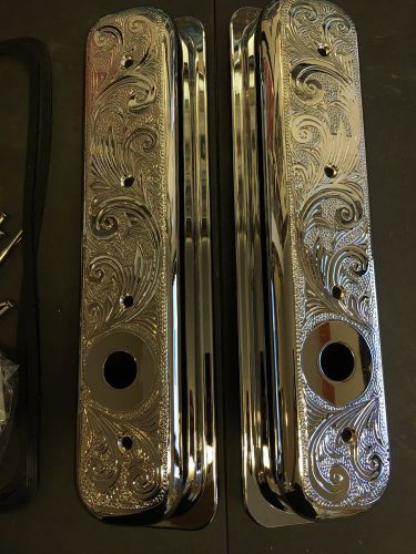 Engraved chromed chevy center bolt valve covers 305 350