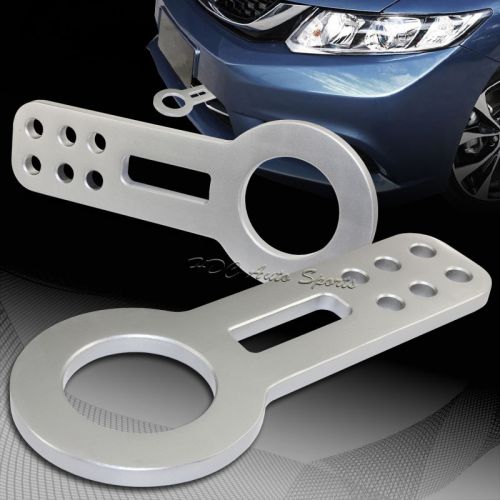 Jdm silver front anodized billet aluminum racing towing hook tow kit universal 4