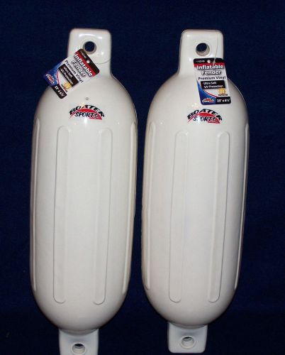 White boat fenders 8.5&#039;&#039; x 27&#039;&#039; set of 2 bumpers vinyl docking ribbed  new