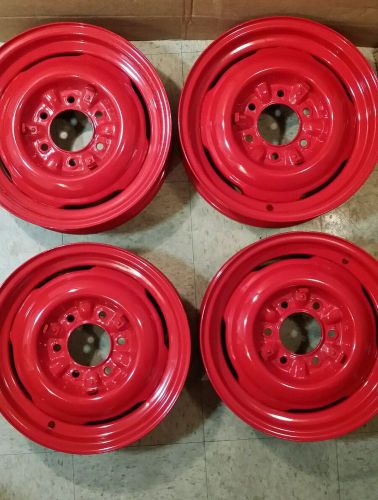 Original 1950s chevy truck 16 x 4 1/2  3 clips rims red powder coated