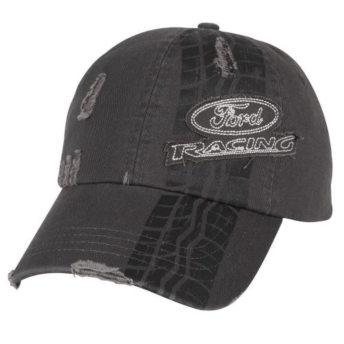 Brand new charcoal distressed ford racing tire tread hat/cap! nascar nhra