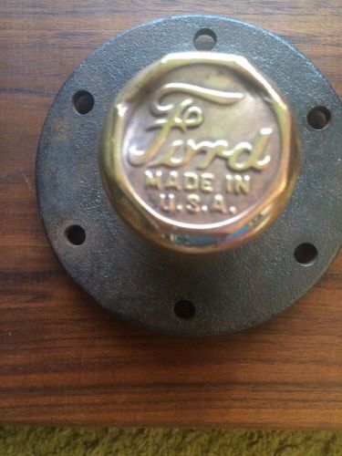 Finished ford antique 6 hole wheel hub center brass script made in usa model t