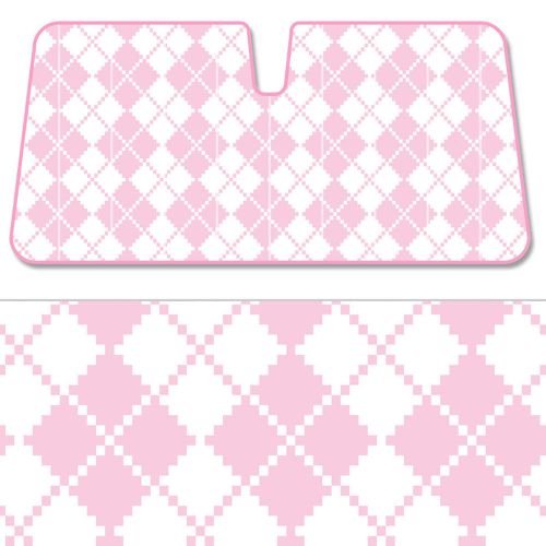 1 piece pink checkers sunshade front windshield reflective backing auto shade