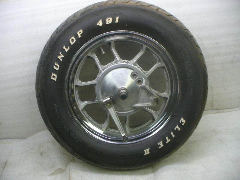 Honda shadow 90's era 3 x 15 rear wheel, tire, axle & hub assembly.