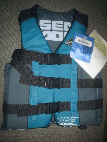 Sea doo life vest ski vest pfd adult small 32&#039;-36&#034; green gray &amp; black new oem