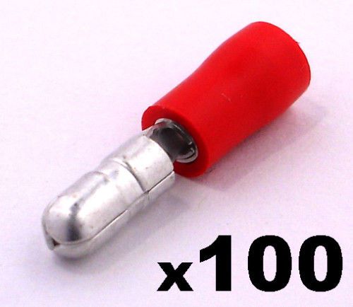 100x red male insulated bullet connector terminals- crimp electrical cable wire