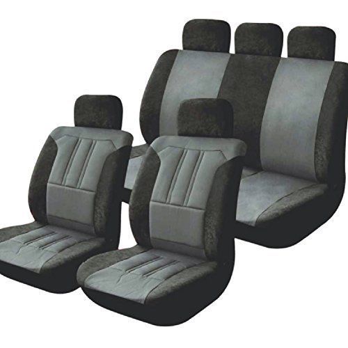 Tirol 9pc universal fit car full seat covers gray black thick microfibre