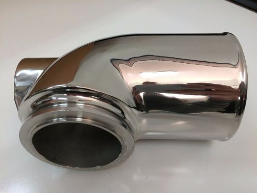 Polished stainless steel mixing elbow replaces yanmar lh 119773-13500/13501