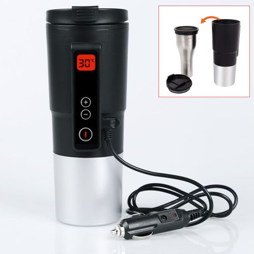 12v portable car coffee maker tea pot vehicle thermos water heater cup lid 14oz