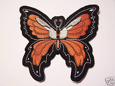 #0976-s motorcycle vest patch orange butterfly
