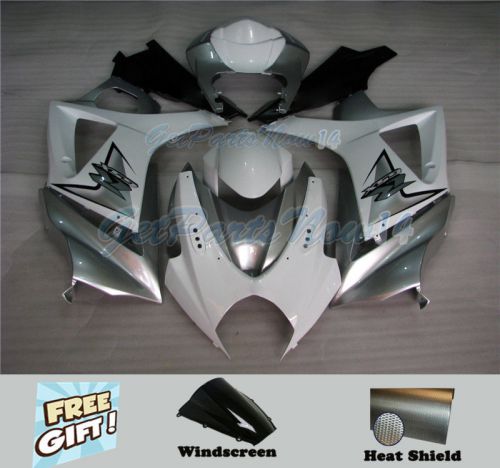 Fit for suzuki 2007-2008 gsxr1000 injection white silver abs fairing plastic i33