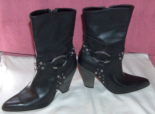 Womens harley davidson studded zipper hi-heel boots - size 8 very gently used