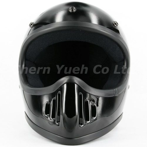 Old school moto 3-style blaster off-road atv motocross helmet black dot medium m