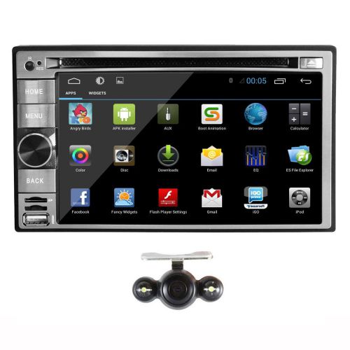 Hd touch screen gps navi wifi double 2 din car stereo dvd player android 4.4+cam