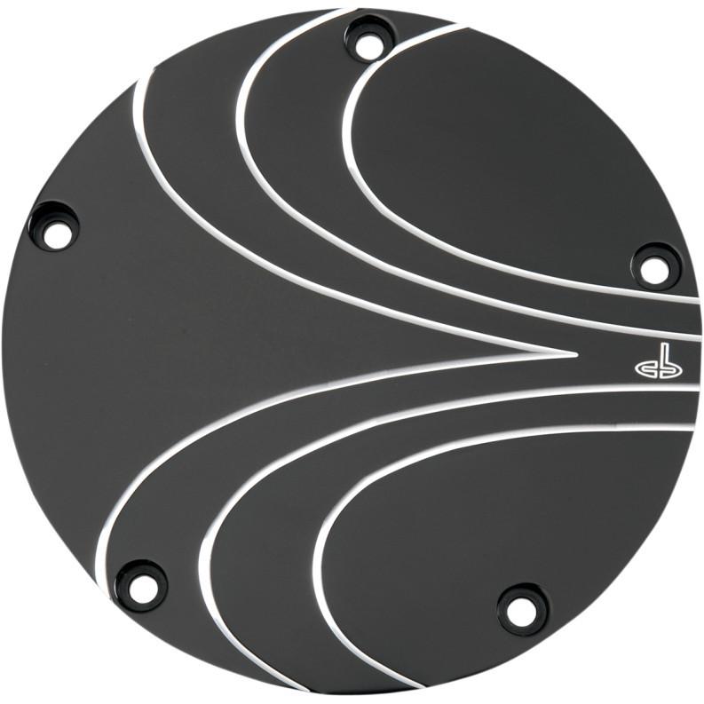 5-hole derby cover waterfall black w/ re-machined accents harley big twin 99-13