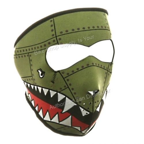 Zan headgear wnfm010, neoprene full mask, reverses to black, green bomber mask