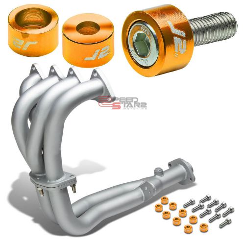 J2 for 92-93 integra ceramic exhaust manifold header+gold washer cup bolts