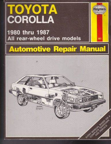 Service manual toyota corolla 1980 through 1987 automotive repair
