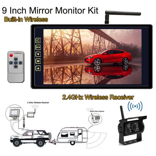 Wireless ir rear view back up camera night vision system+9&#034; monitor for rv truck