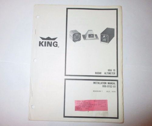 King kra 10 radar altimeter installation manual avionics aircraft