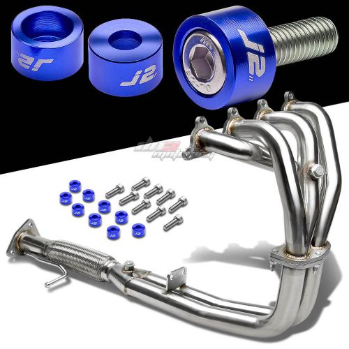 J2 for 90-93 accord f22 exhaust manifold 4-2-1 header+blue washer cup bolts
