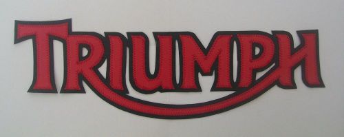 Triumph motorcycles 13 inch patch red lettering with black synthetic leather