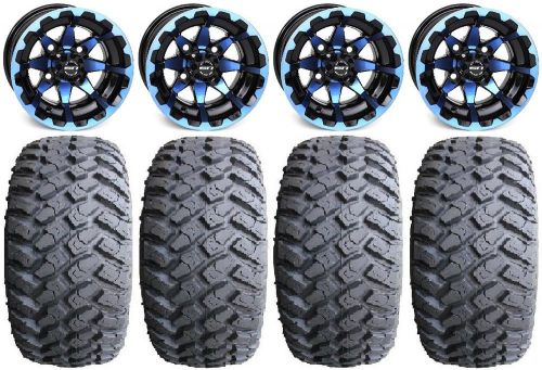 Sti hd6 blue/black golf wheels 12&#034; hammer 23x9.5-12 tires e-z-go &amp; club car