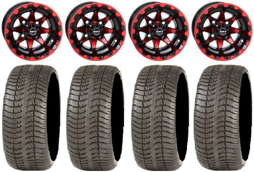 Sti hd6 red/black golf wheels 10&#034; 205x50-10 tires e-z-go &amp; club car