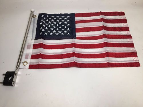 Marine boat american flag usa 18.5&#034;x10.6&#034; stainless steel pole rail mount