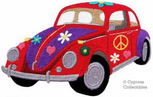 Hippie flower power car patch peace sign 1960s biker iron-on embroidered cool