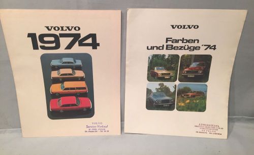 2 diff factory orig 1974 volvo dealer sales brochures poster color chart no res