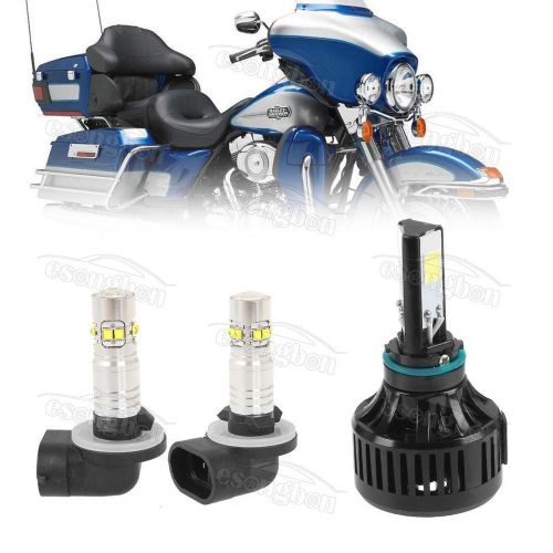 3 pcs led headlight fog lights h4 881 for harley motorcycle lights bulbs front